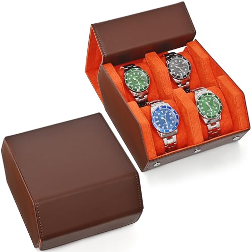 Watch Roll Travel Case for 4 Watches Storage and Organizer