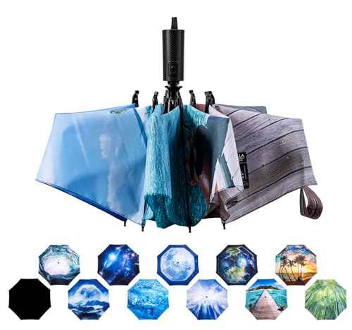 Compact Reverse Folding Umbrella Auto Windproof Travel Umbrella