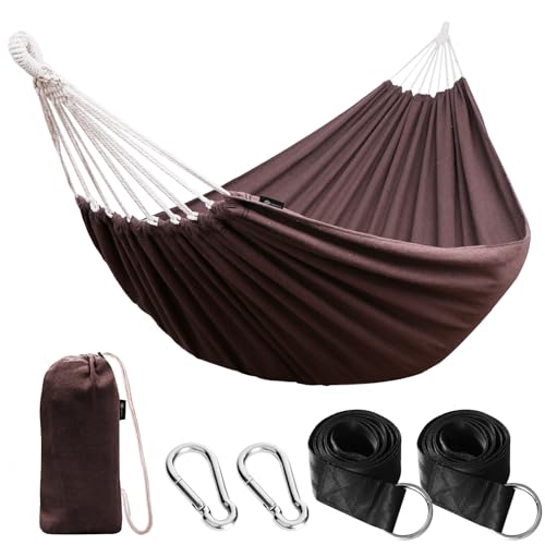 Cotton Camping Hammock Portable with Tree Straps Holds 660lbs