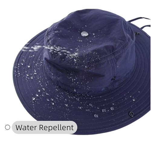UPF 50+ UV Protection Sun Hat for Men Women Waterproof Bucket Hat for Fishing Hiking Camping Safari Hat Navy Blue