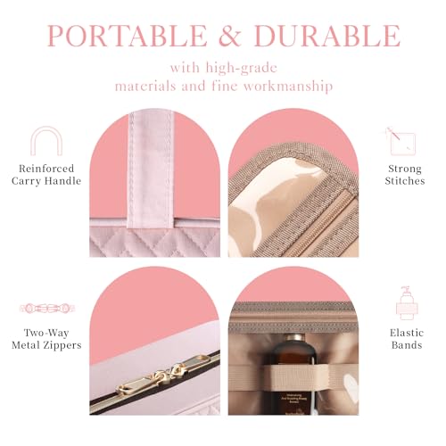 Hanging Travel Toiletry Bag Women Men Essentials Pale Pink