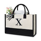 Embroidery Initial Canvas Tote Bag