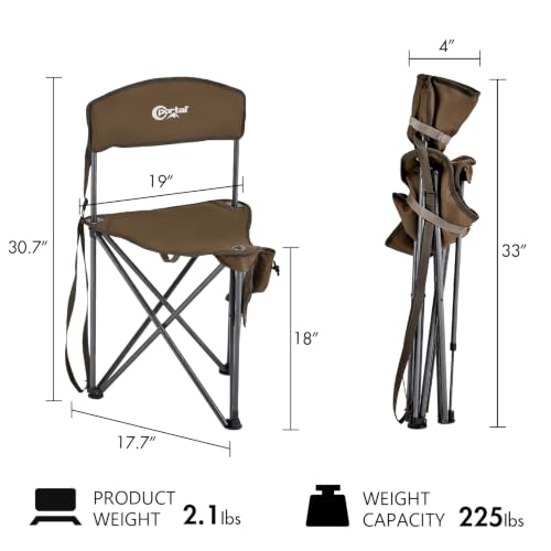 Extra Large Quick Folding Tripod Stool with Backrest Fishing Camping Chair with Carry Strap