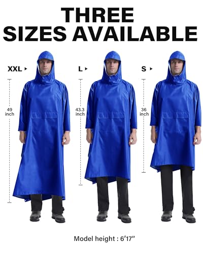 Hooded Rain Poncho Packable Waterproof Unisex Raincoat with Pocket
