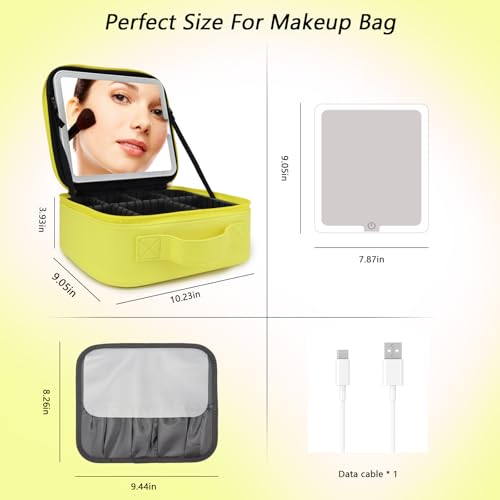 Travel Makeup Bag with LED Mirror Travel Makeup Organizer with 3 Lighted Settings