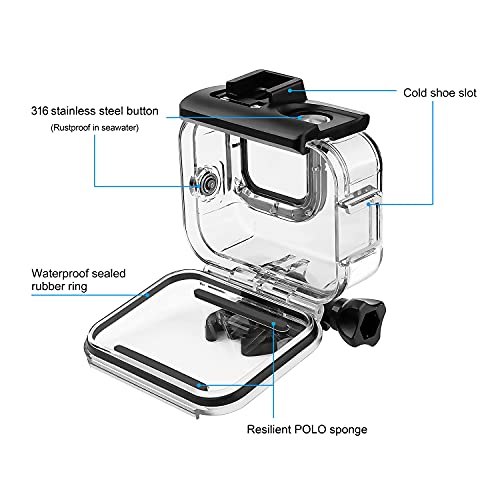 196FT 60M Waterproof Case for GoPro Hero 13 12 11 10 9 Black