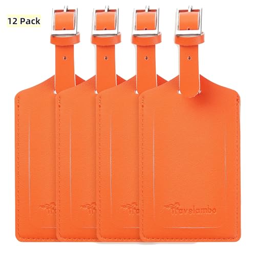 12 Pack Leather Luggage Tags for Suitcases Travel Tags (12 Count)
