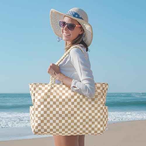 Beach Bags for Women Large Waterproof Beach Tote Bag Zipper Beach Bags Waterproof Sandproof Swim Pool Bag Large Tote