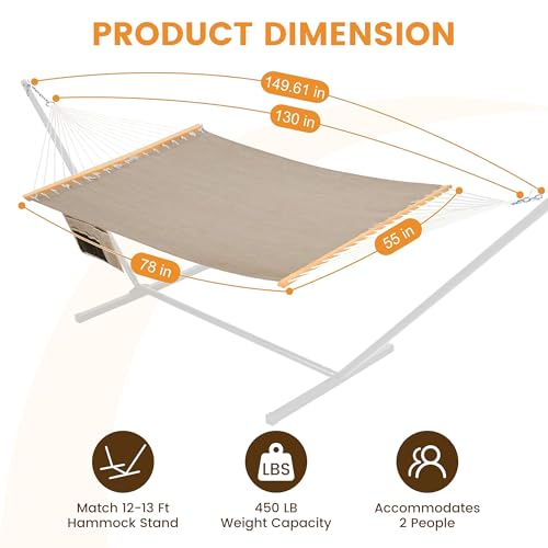 Lazy Daze Double Olefin Quick Dry Hammock with Spreader Bar for Outdoor