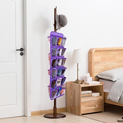 Dual Sided Hanging Closet Organizer for Socks Underwear Bra Kids Storage Organizer for Baby Clothes Toddler Shoes with 26 Pockets