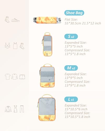 6 Set Compression Packing Cubes for Travel (6 Count)