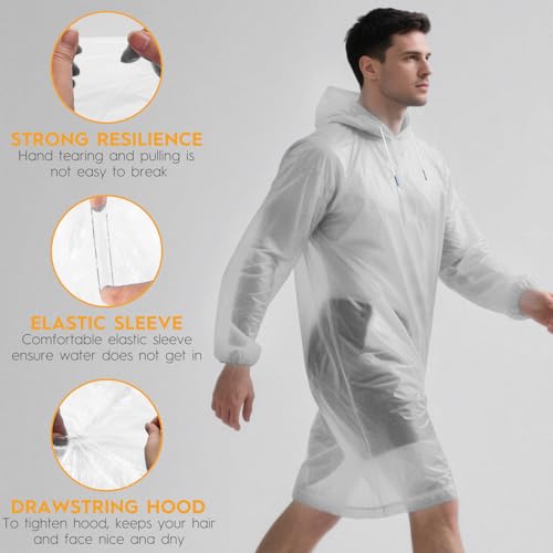 6 & 20 & 50 Pack Disposable Rain Ponchos for Adults