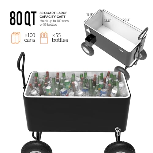 80 Quart Wagon Rolling Cooler Ice Chest