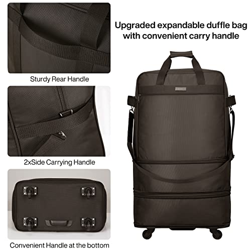 Suitcases with Wheels Expandable Foldable Luggage Bag Suitcase Collapsible Rolling Travel Bag Duffel Bag for Men Women Lightweight Suitcases without Telescoping Handle