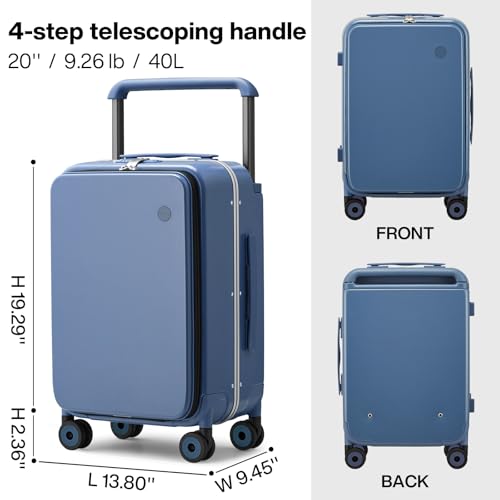 20 Inch Carry On Luggage Aluminum Frame Spinner Wheels