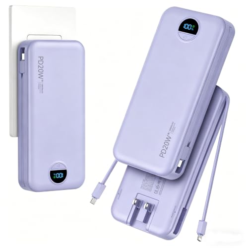 20000mAh Ultra Portable Charger Power Bank with inBuilt Cables&AC Wall Plug