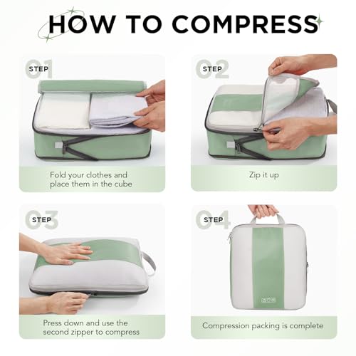 10 Set Compression Packing Cubes for Travel Essentials (10 Count)