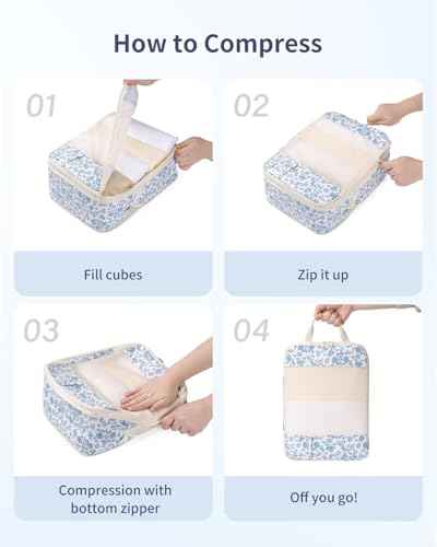 5 Set Compression Packing Cubes for Travel
