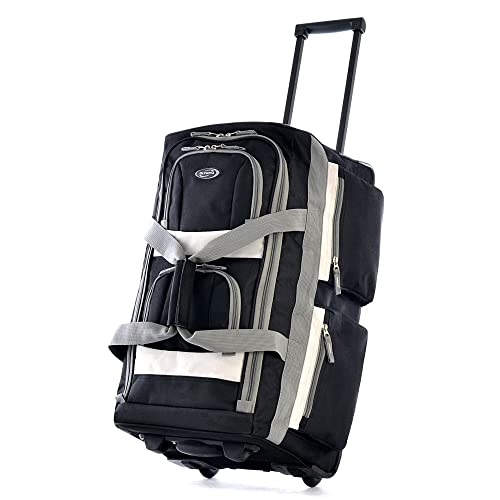29 inch Jumbo Size 8 Pockets Wheeled Rolling Duffel Bag Water Resistant Luggage Lightweight Travel Suitcase with Retractable Handle