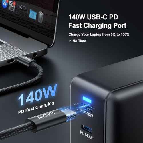 600W Fast Charging 8 Port USB C Charger Block with Nylon Fast Charging Cable