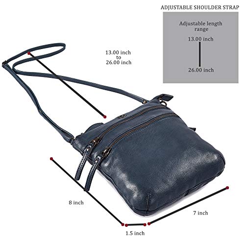 Small Crossbody Bags for Women Genuine Leather Travel Purse Vintage Sling Shoulder Bag with Adjustable Strap & Zipper Pockets