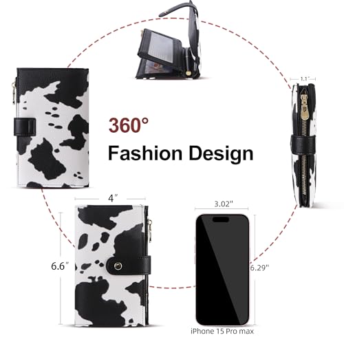 Wallet Women RFID Blocking Multi Cards Wallet Credit Card Holder for Women Large Capacity Lady Leather Trifold Travel Wallet with Pen Holder