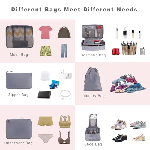 8 Set Packing Cubes Luggage Packing Organizers for Travel Accessories