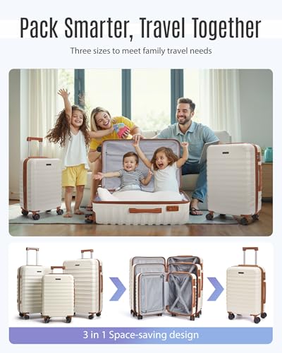 Luggage Sets 3 Pcs Suitcase with Wheels (3 Count)