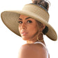 Womens Sun Hat with Ponytail Hole Wide Brim Beach Straw Visor