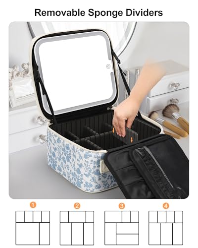 Travel Makeup Bag with LED Mirror