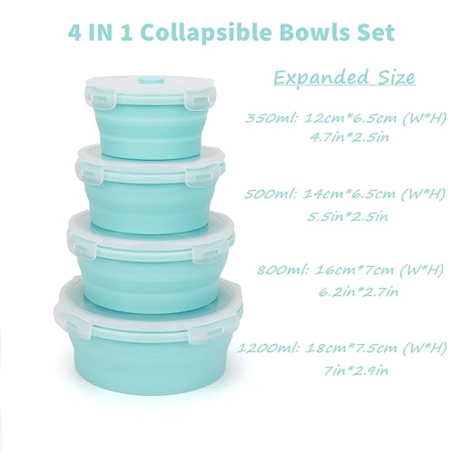 Silicone Collapsible Food Storage Containers (4 Count)