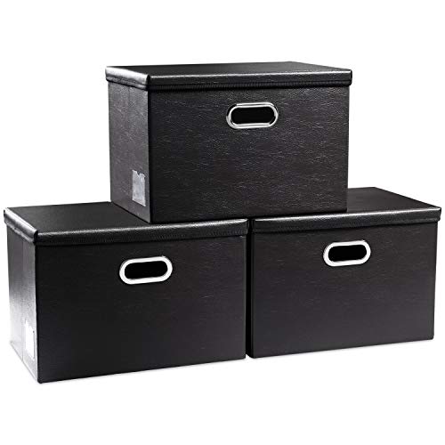 Large Foldable Storage Bins with Lids [3 (3 Count)