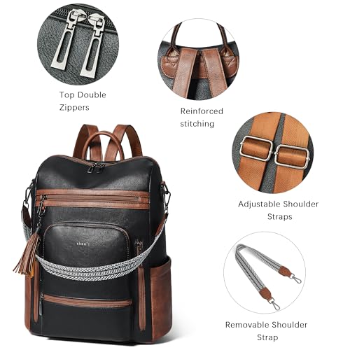 Vegan Leather Laptop Backpack for Women 15.6 inch Work Backpack Fashion Travel Backpack Purse for Business College