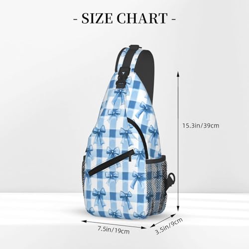 Sling Bag Blue Bows Check Hiking Daypack Crossbody Shoulder Backpack Travel Chest Pack for Men Women