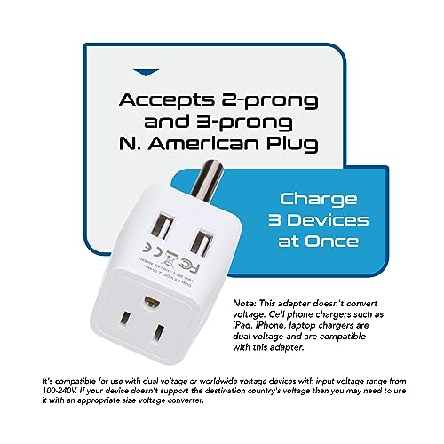 South Africa Botswana Travel Adapter Plug With Dual USB + USA Input