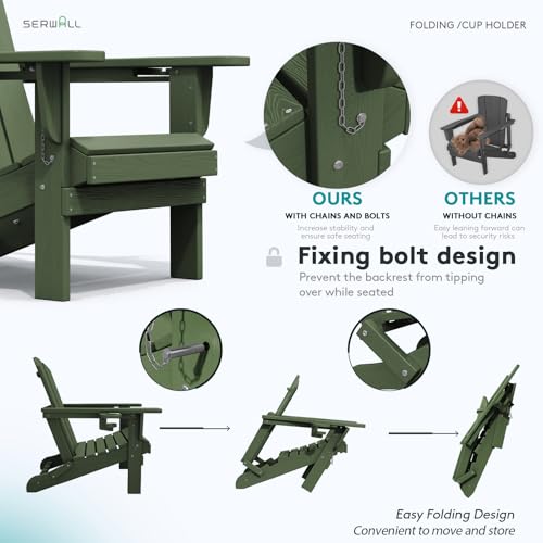 Outdoor Adirondack Chairs with 2 Cup Holders