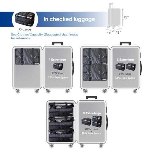 Stow-N-Go Hanging Travel Shelves, Packing Organizer for Luggage. Carry on Closet for Suitcase. Expandable Packing Cube. Travel Essentials. (Black - XL, XL = (L) 17.7" x (W) 11.8")