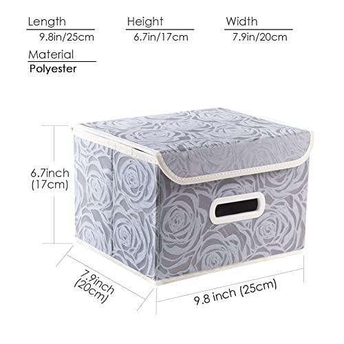 Collapsible Storage Boxes with Lids Fabric Decorative Storage Bins Cubes Organizer Containers Baskets with Cover Handles Divider for Bedroom Closet Living Room 9.8x7.9x6.7 Inch 3 Pack (3 Count)