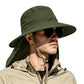 Outdoor Sun Hats with Stowable Neck Flap for Men Women UPF 50+ Mesh Summer Bucket Hat Wide Brim for Fishing Safari Hiking Army Green