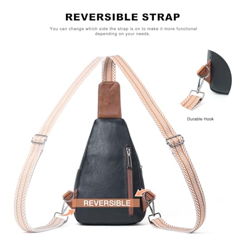 7L Crossboydy Sling Bag for Women Vegan Leather Crossbody Purse Fanny Pack Chest Bag for Travel