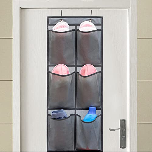 2 Packs Over The Door Hanging Closet Shoes Holder Organizer Shoe Storage Shoe Rack with 6 Pockets (2 Count)
