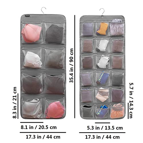 Dual Sided Hanging Closet Organizer for Socks Underwear Bra Kids Storage Organizer for Baby Clothes Toddler Shoes with 26 Pockets