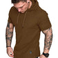 Mens Fashion Hoodies Sport Pullover Solid Color Shirt Workout Lightweight Tops Brown XX