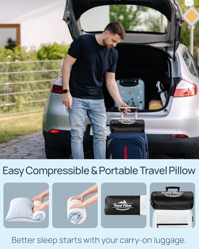 Cooling Shredded Memory Foam Travel & Camping Pillow Large