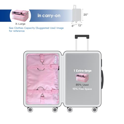Stow-N-Go Hanging Travel Shelves, Packing Organizer for Luggage. Carry on Closet for Suitcase. Expandable Packing Cube. Travel Essentials. (Pink - XL, XL = (L) 17.7" x (W) 11.8")