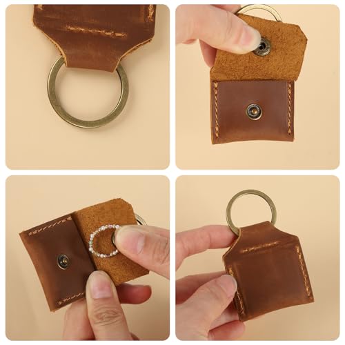 Genuine Leather SD Card Holder Keychain