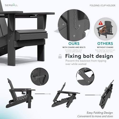Outdoor Adirondack Chair Set of 2 with 2 Cup Holders (2 Count)