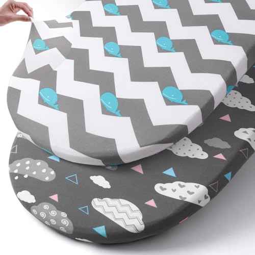 Stretch Fitted Bassinet Sheet Set BROLEX 2 Pack Cradle Sheets for Bassinet Pad (2 Count)