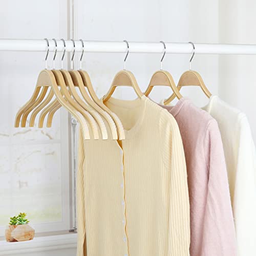 Slim Natural Wood Hangers with Extra Soft Non (18 Count)