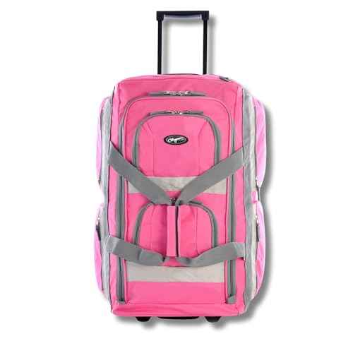 29 inch Jumbo Size 8 Pockets Wheeled Rolling Duffel Bag Water Resistant Luggage Lightweight Travel Suitcase with Retractable Handle